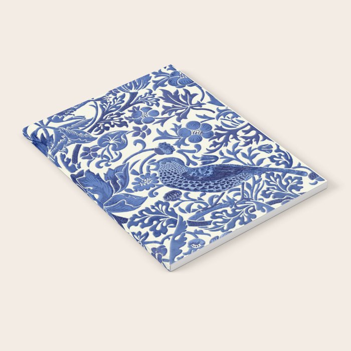 William Morris Strawberry Thief Blue & White Pattern Notebook Gallery Image 1