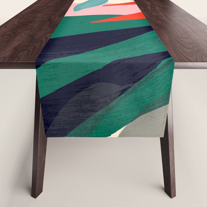 Abstract Art Tropical Leaves 42 Table Runner Gallery Image 1
