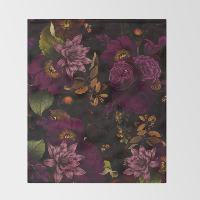 Magical Vintage Night Garden Throw Blanket Gallery Image 2