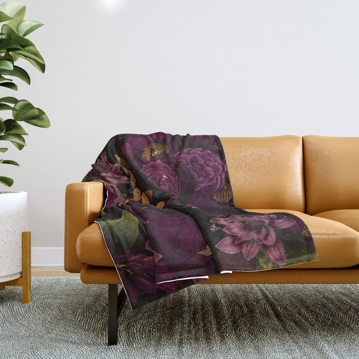 Magical Vintage Night Garden Throw Blanket Gallery Image 1