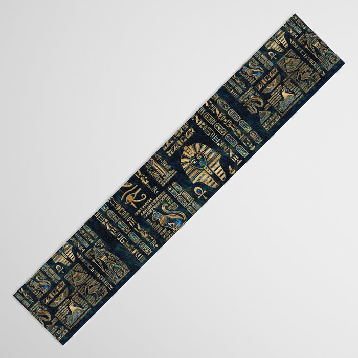 Egyptian hieroglyphs and deities -Abalone and gold Table Runner Gallery Image 3