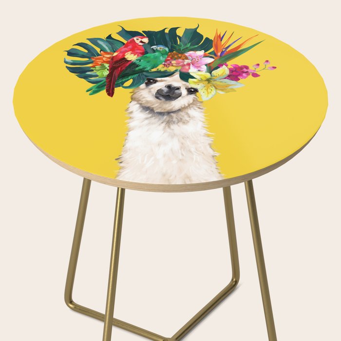 Aloha Hawaiian Llama in Yellow Side Table Gallery Image 2