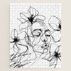 Monochrome Muse Expressive Line Art Portrait Jigsaw Puzzle Gallery Image 1