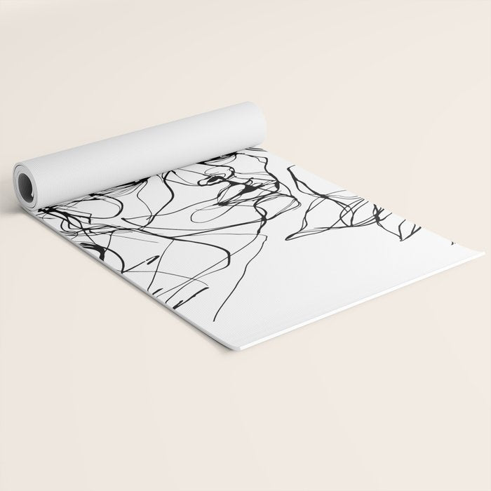 Monochrome Muse Expressive Line Art Portrait Yoga Mat Gallery Image 2