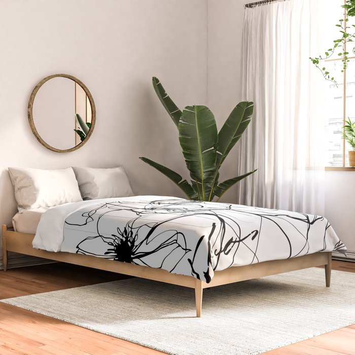 Monochrome Muse Expressive Line Art Portrait Comforter Gallery Image 2