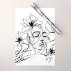 Monochrome Muse Expressive Line Art Portrait Wrapping Paper Gallery Image 1