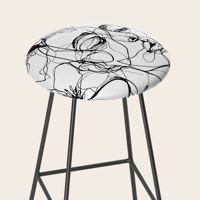 Monochrome Muse Expressive Line Art Portrait Stool Gallery Image 2