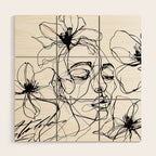 Monochrome Muse Expressive Line Art Portrait Wood Wall Art Gallery Image 1