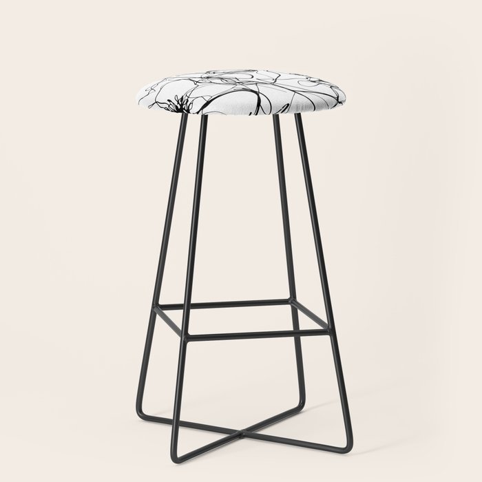 Monochrome Muse Expressive Line Art Portrait Stool Gallery Image 1