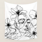 Monochrome Muse Expressive Line Art Portrait Wall Tapestry Gallery Image 4