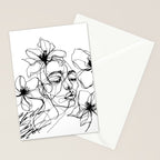 Monochrome Muse Expressive Line Art Portrait Stationery Card Gallery Image 2