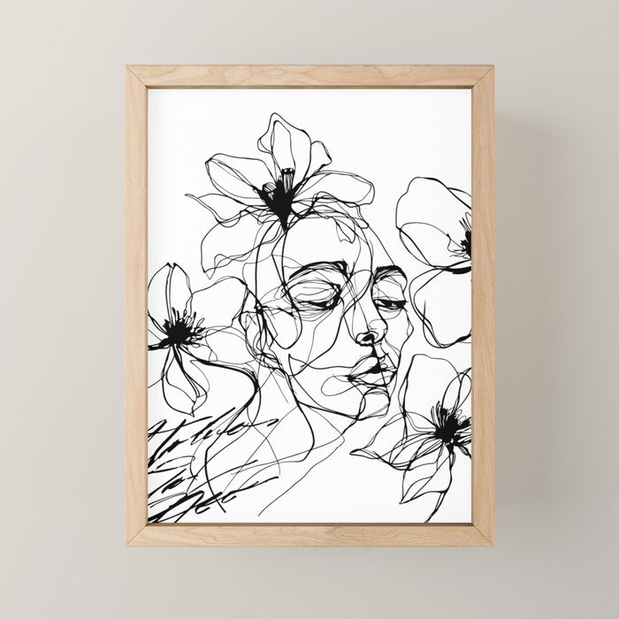 Monochrome Muse Expressive Line Art Portrait Mini Art Print Gallery Image 1