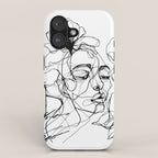 Monochrome Muse Expressive Line Art Portrait iPhone Case Gallery Image 1