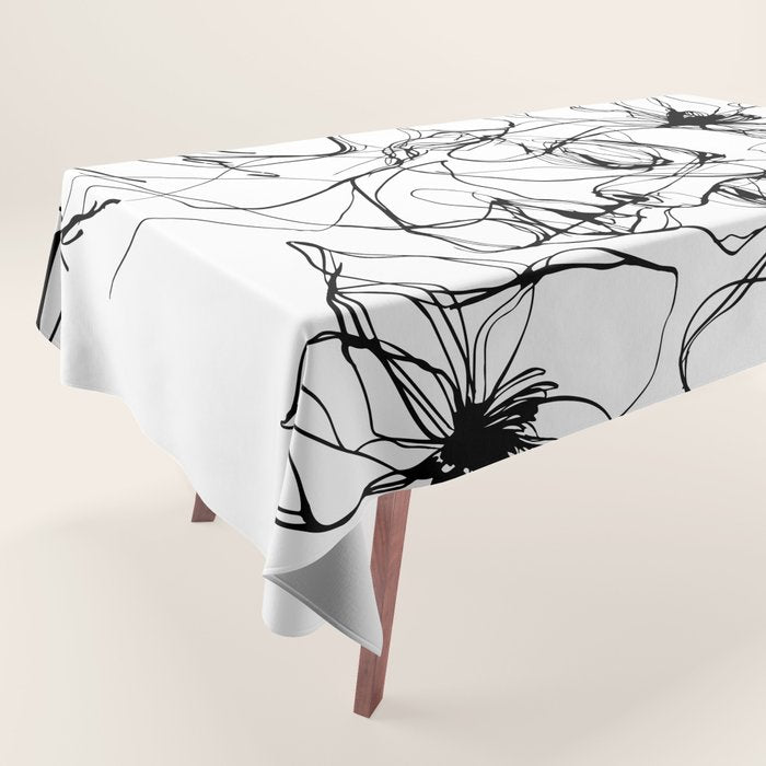 Monochrome Muse Expressive Line Art Portrait Tablecloth Gallery Image 1