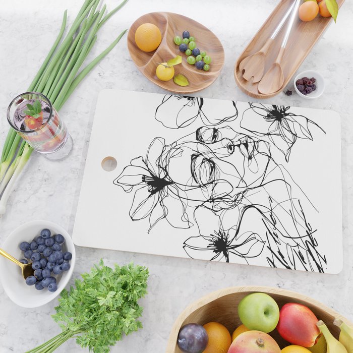 Monochrome Muse Expressive Line Art Portrait Cutting Board Gallery Image 2