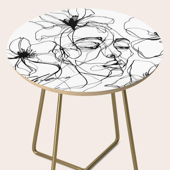 Monochrome Muse Expressive Line Art Portrait Side Table Gallery Image 2