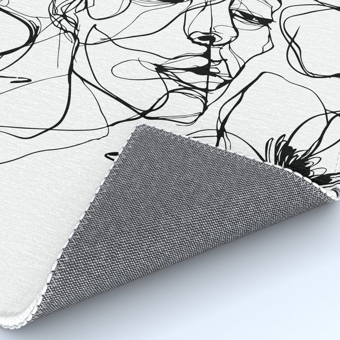 Monochrome Muse Expressive Line Art Portrait Rug Gallery Image 4