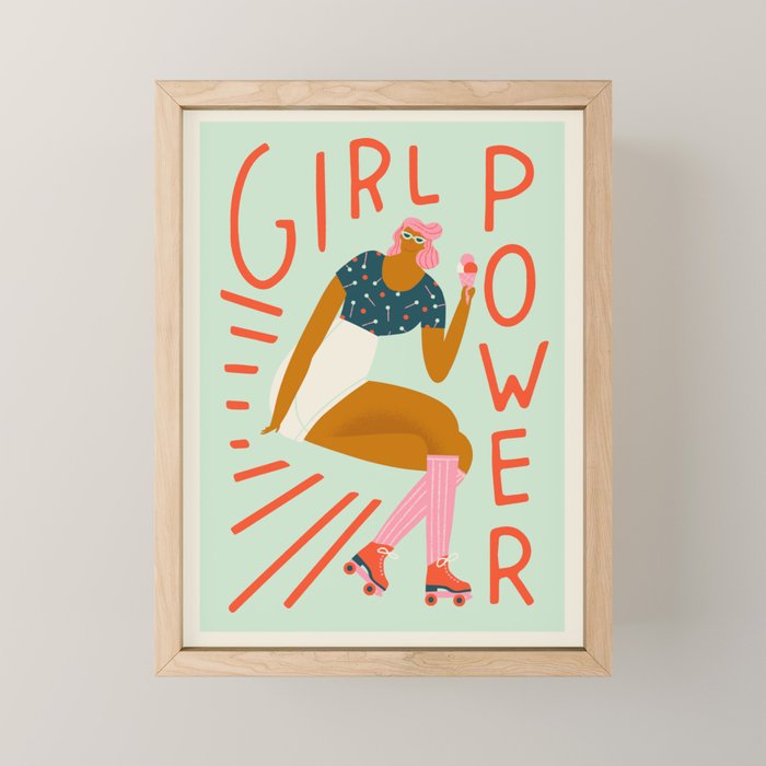 Roller skating girl Mini Art Print Gallery Image 1