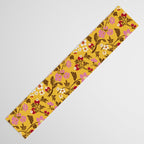 Chinoiserie Hand Drawn Florals On Yellow Table Runner Gallery Image 3