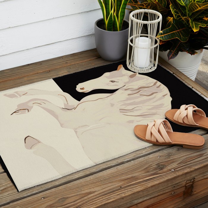 Minimal Abstract Art Horse 2 Outdoor Rug Gallery Image 2
