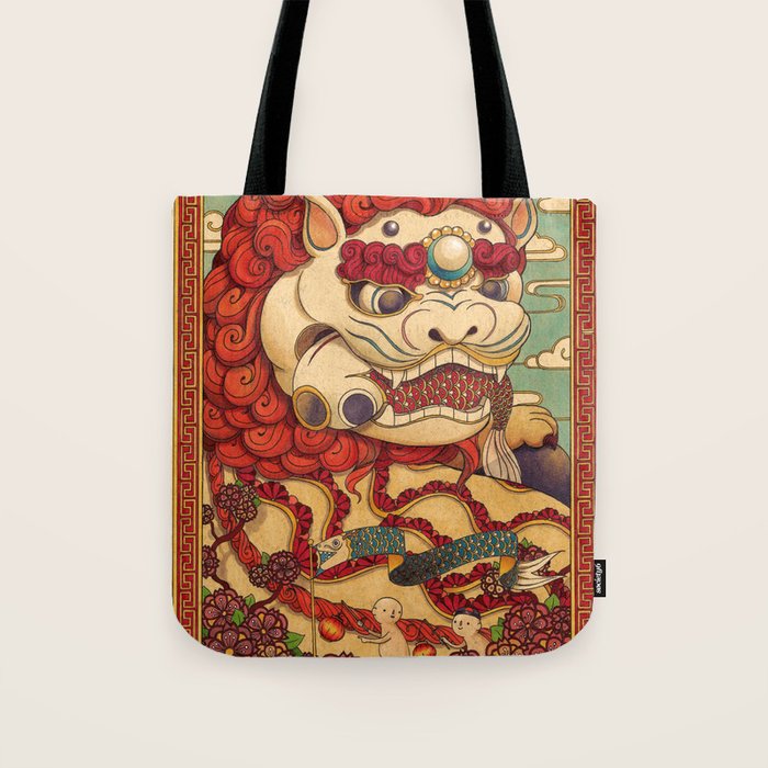 Chinese Lion Tote Bag Gallery Image 1