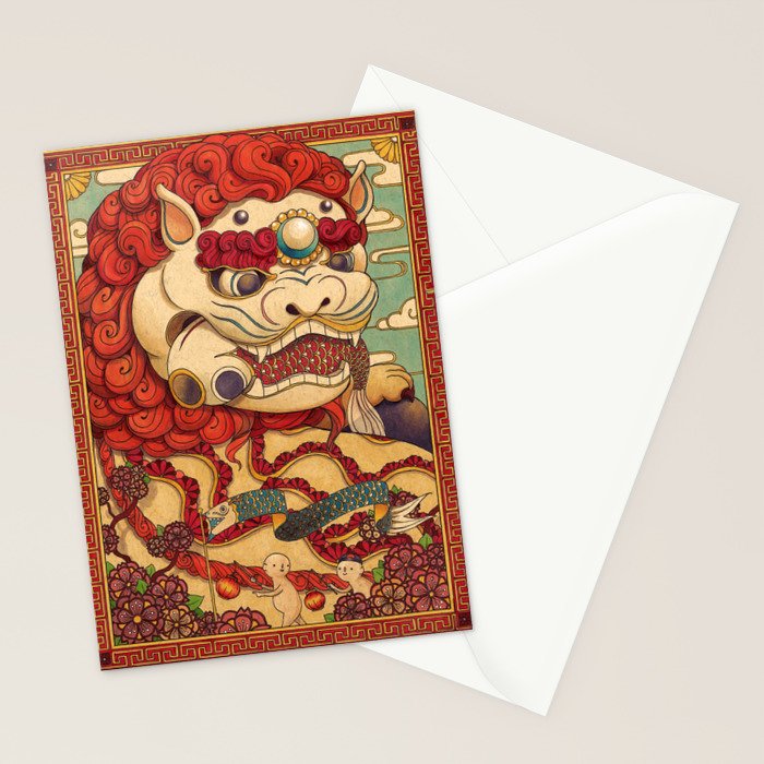 Chinese Lion Stationery Card Gallery Image 2