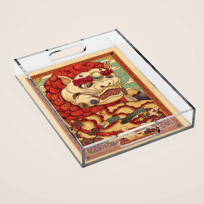 Chinese Lion Acrylic Tray Gallery Image 1