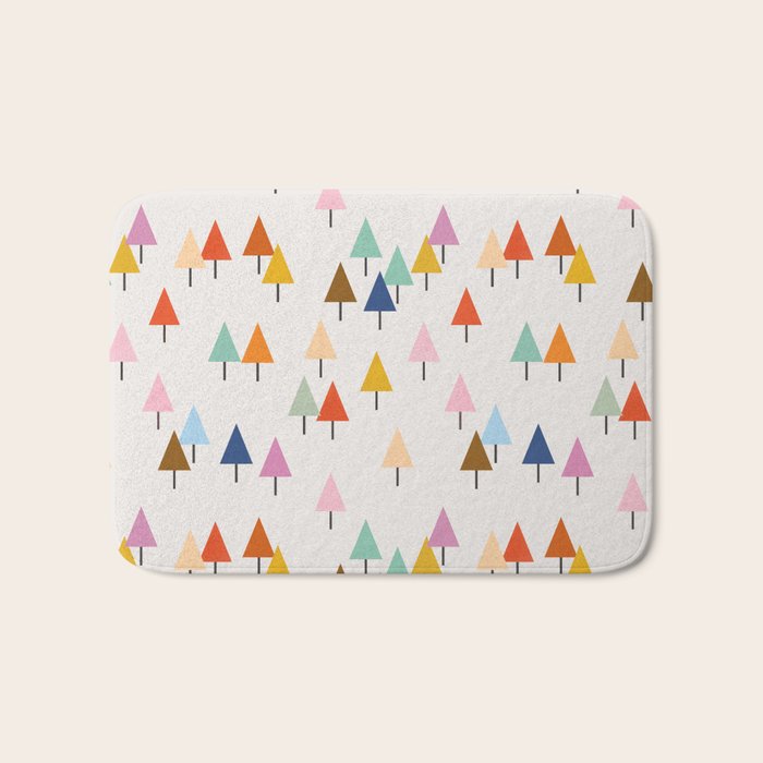 Pastel Triangle Trees: Cozy Winter Vibes with Modern Charm Bath Mat Gallery Image 1