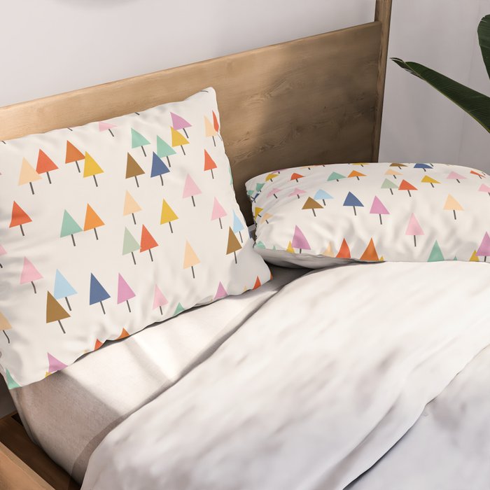 Pastel Triangle Trees: Cozy Winter Vibes with Modern Charm Pillow Sham Gallery Image 2
