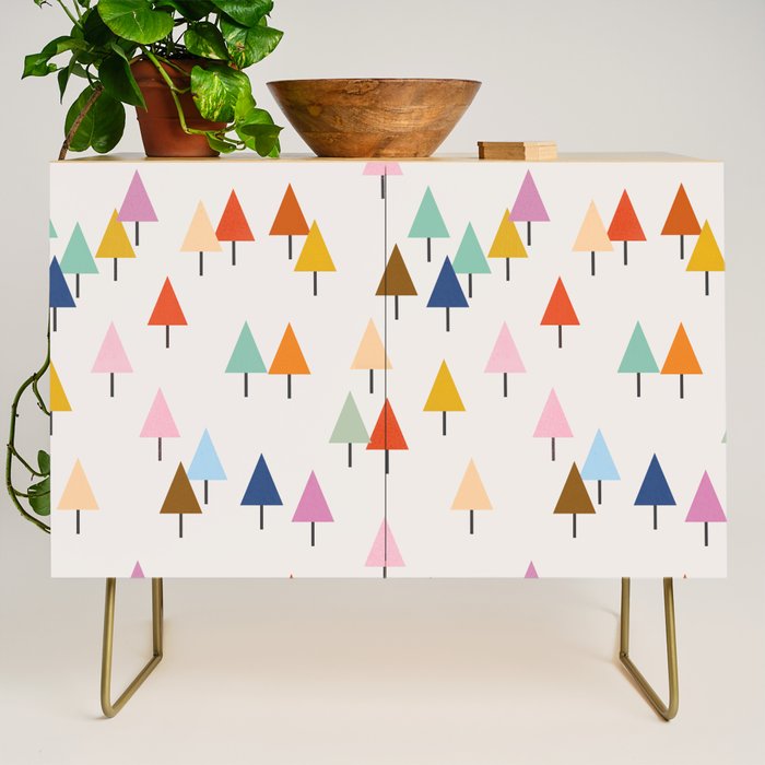 Pastel Triangle Trees: Cozy Winter Vibes with Modern Charm Credenza Gallery Image 1