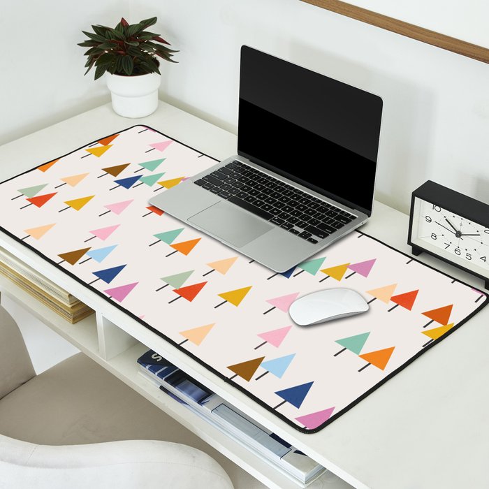Pastel Triangle Trees: Cozy Winter Vibes with Modern Charm Desk Mat Gallery Image 2
