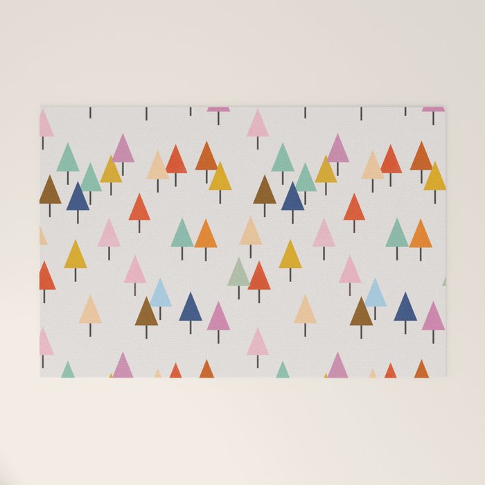 Pastel Triangle Trees: Cozy Winter Vibes with Modern Charm Welcome Mat Gallery Image 1