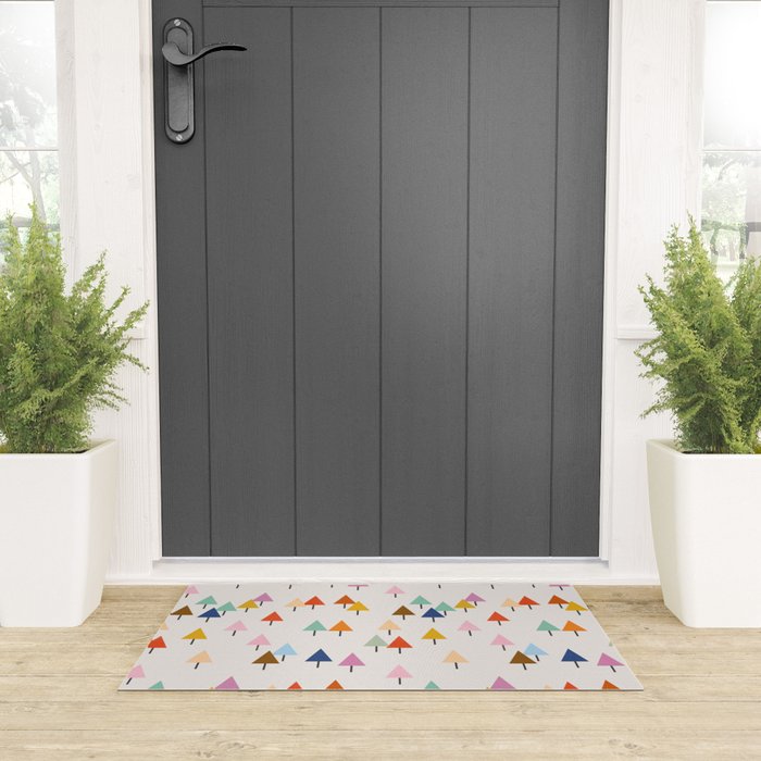 Pastel Triangle Trees: Cozy Winter Vibes with Modern Charm Welcome Mat Gallery Image 3
