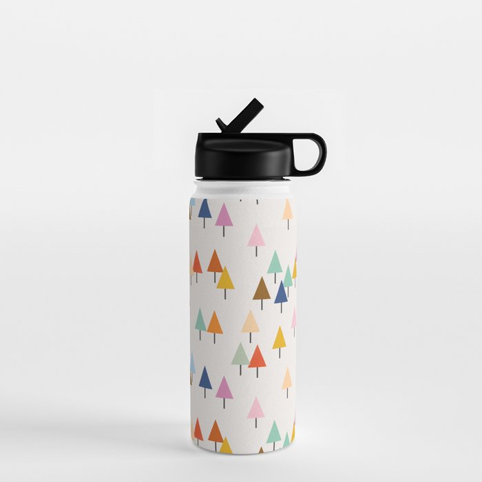 Pastel Triangle Trees: Cozy Winter Vibes with Modern Charm Water Bottle Gallery Image 1