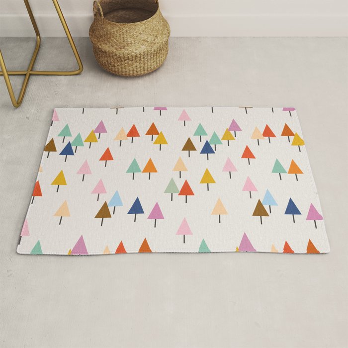 Pastel Triangle Trees: Cozy Winter Vibes with Modern Charm Rug Gallery Image 1