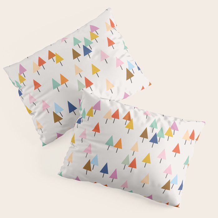 Pastel Triangle Trees: Cozy Winter Vibes with Modern Charm Pillow Sham Gallery Image 3