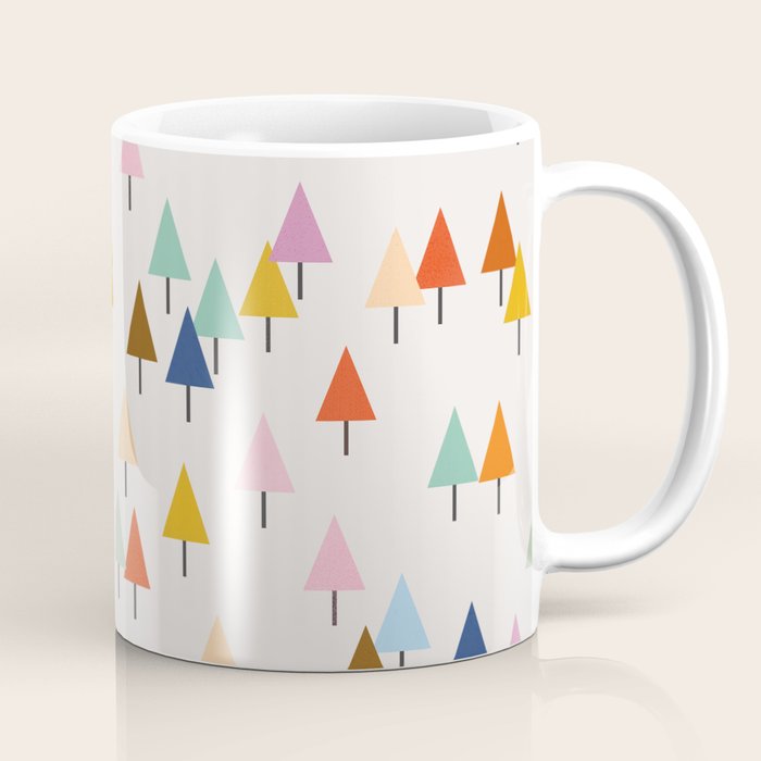 Pastel Triangle Trees: Cozy Winter Vibes with Modern Charm Coffee Mug Gallery Image 1