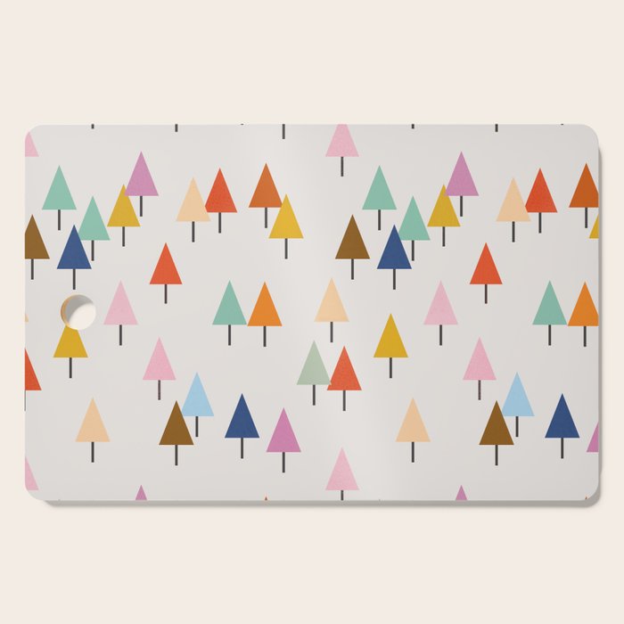 Pastel Triangle Trees: Cozy Winter Vibes with Modern Charm Cutting Board Gallery Image 1