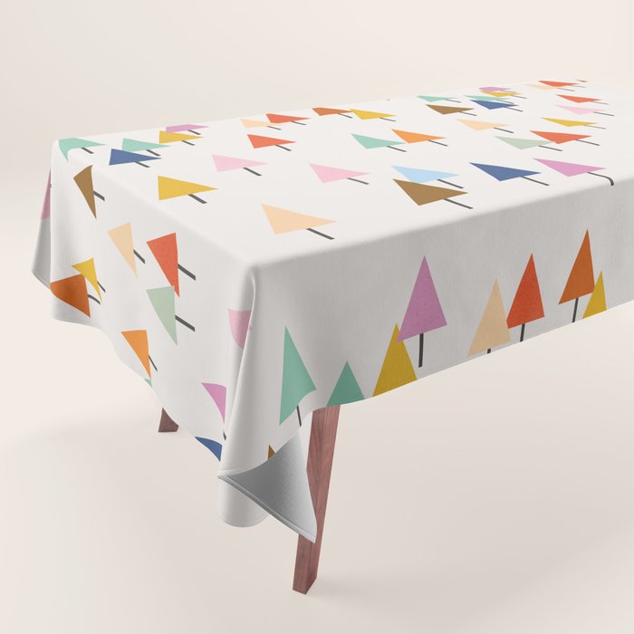Pastel Triangle Trees: Cozy Winter Vibes with Modern Charm Tablecloth Gallery Image 1