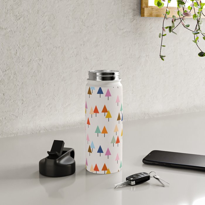 Pastel Triangle Trees: Cozy Winter Vibes with Modern Charm Water Bottle Gallery Image 5