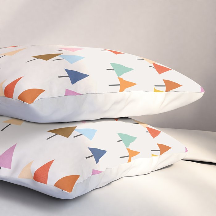 Pastel Triangle Trees: Cozy Winter Vibes with Modern Charm Pillow Sham Gallery Image 3