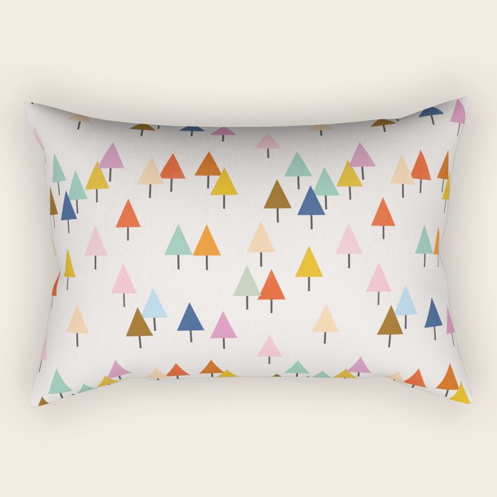 Pastel Triangle Trees: Cozy Winter Vibes with Modern Charm Rectangular Pillow Gallery Image 1