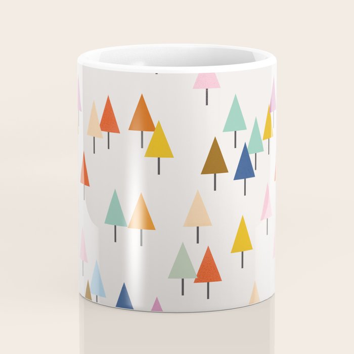 Pastel Triangle Trees: Cozy Winter Vibes with Modern Charm Coffee Mug Gallery Image 4