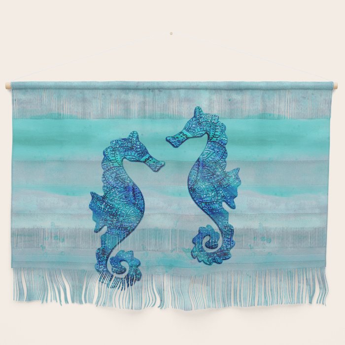 Blue Seahorse Couple Underwater Wall Hanging Gallery Image 1