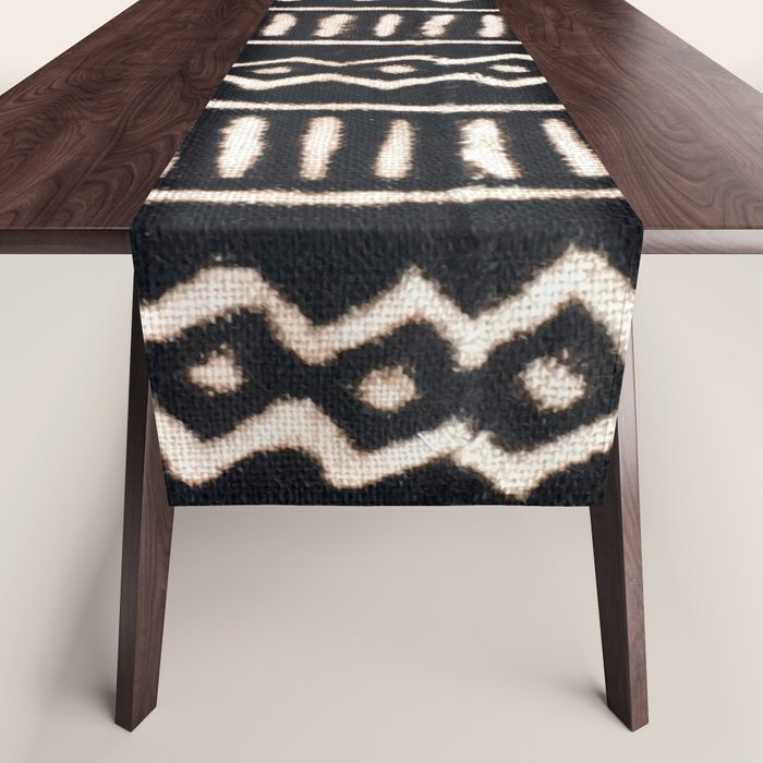 African Vintage Mali Mud Cloth Print Table Runner Gallery Image 1