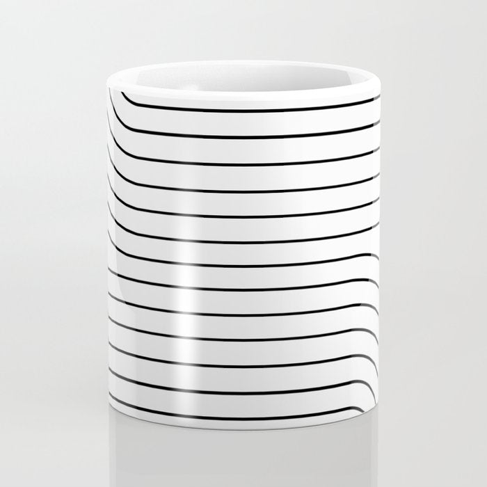 Minimal Line Curvature I Black and White Mid Century Modern Arch Abstract Coffee Mug Gallery Image 4