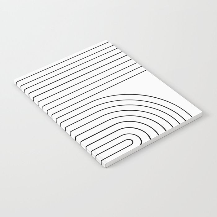 Minimal Line Curvature I Black and White Mid Century Modern Arch Abstract Notebook Gallery Image 2