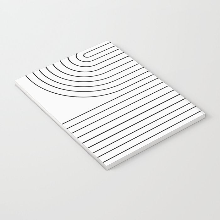 Minimal Line Curvature I Black and White Mid Century Modern Arch Abstract Notebook Gallery Image 3