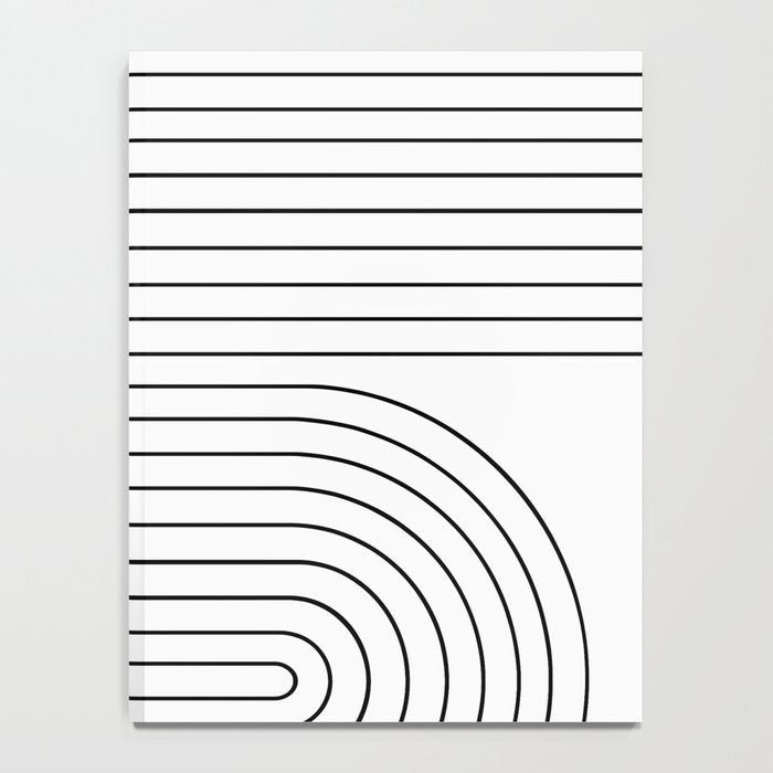 Minimal Line Curvature I Black and White Mid Century Modern Arch Abstract Notebook Gallery Image 4