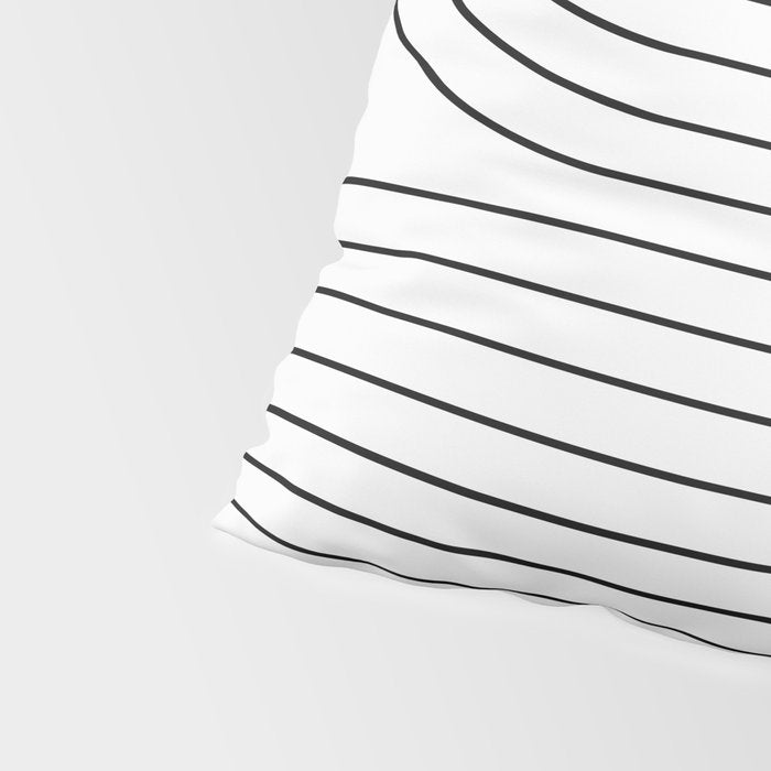 Minimal Line Curvature I Black and White Mid Century Modern Arch Abstract Pillow Sham Gallery Image 4